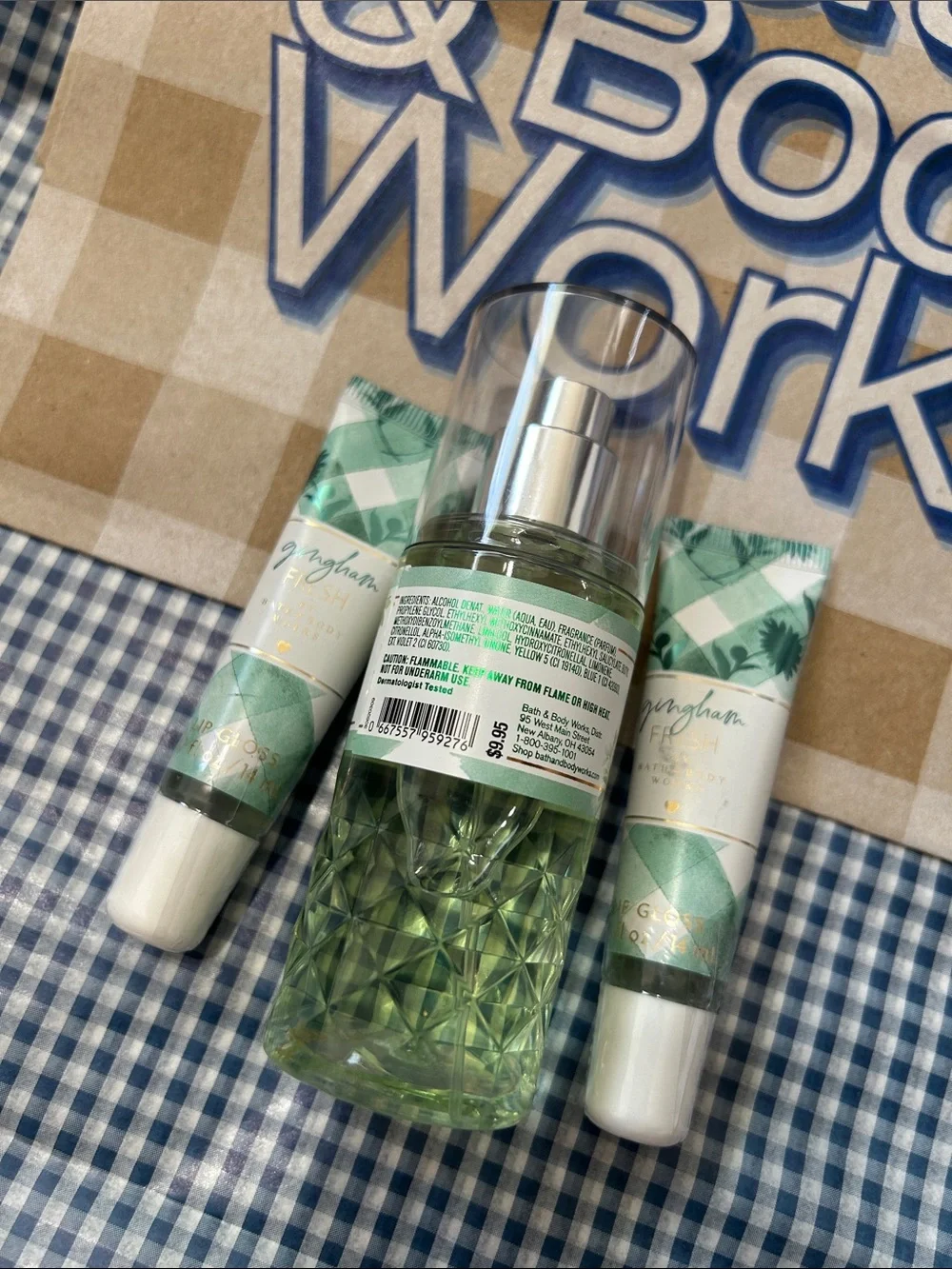 Bath & Body Works Gingham Fresh Mist & 2 Glosses